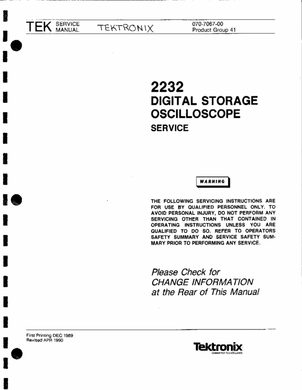 Product picture Tektronix 2232 Service Manual