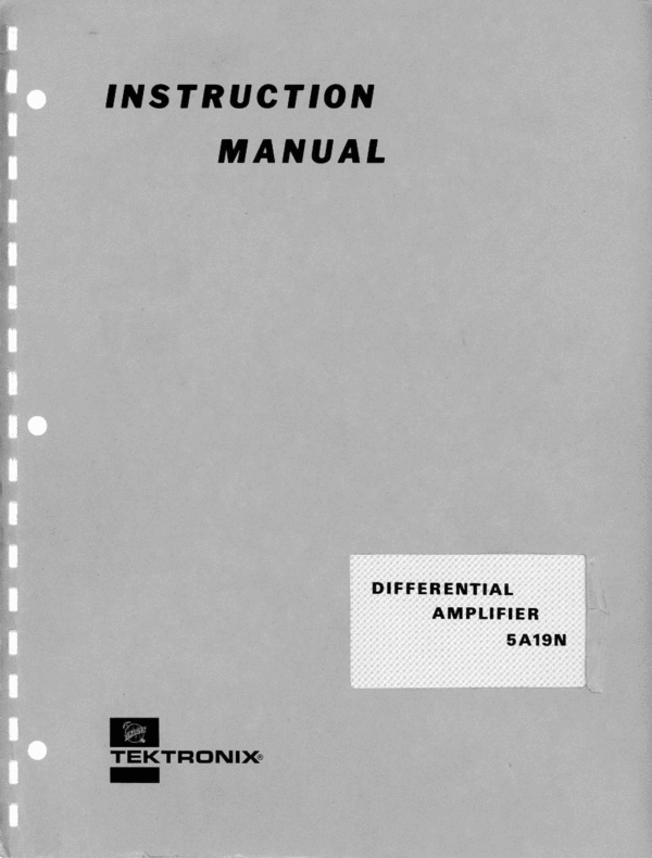 Product picture Tektronix 5A19N Op & Service Manual