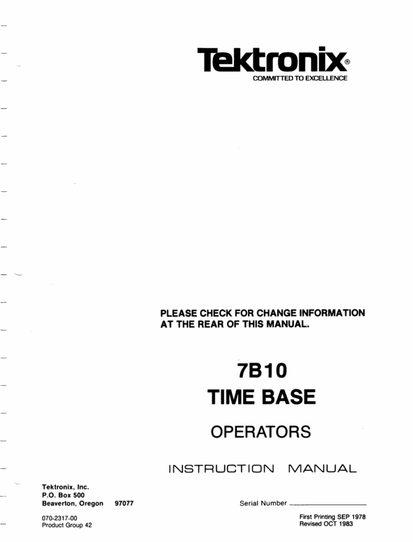 Product picture Tektronix 7000 Series Timebase Manuals