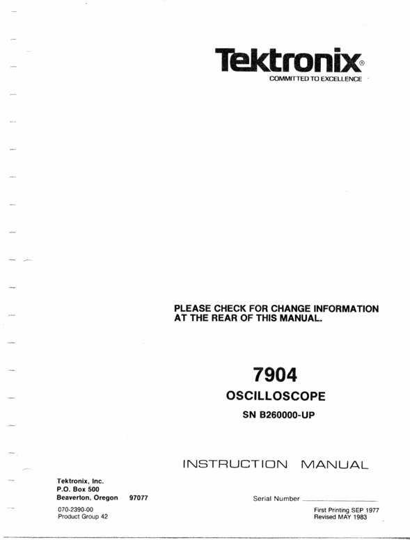 Product picture Tektronix 7904 Service Manual