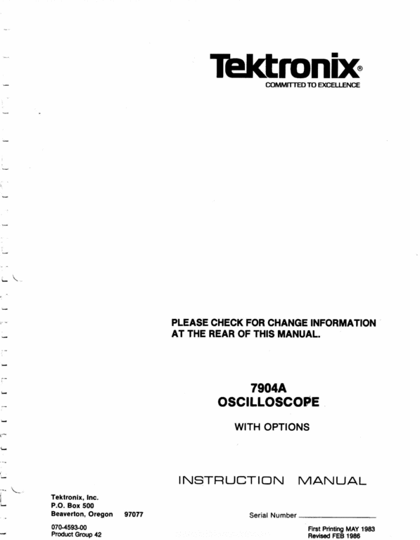 Product picture Tektronix 7904A Service Manual