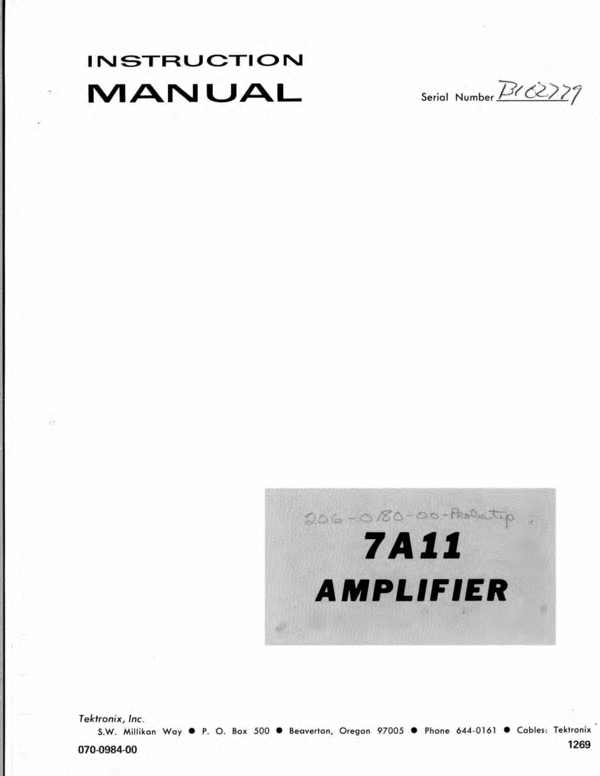 Product picture Tektronix 7000 Series Amplifier Manuals