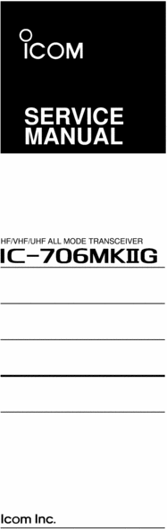 Product picture Icom IC-706 Mark 2-G Xceiver Service Manual