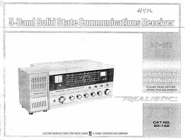Product picture Radio Shack DX-160 Op and Service Manuals