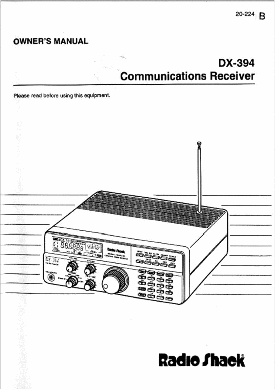 Product picture Radio Shack DX-394 Op and Service Manuals